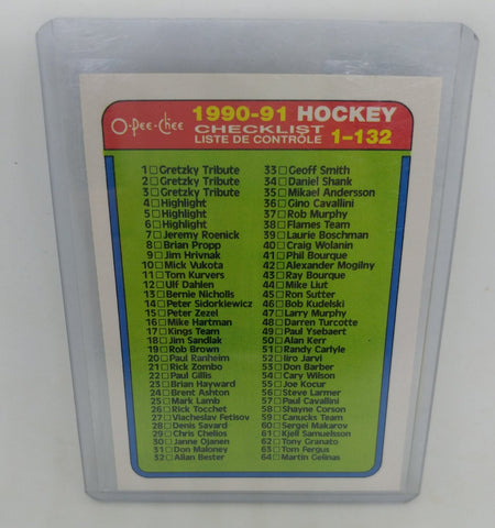 1990-91 OPC 1st Checklist Card